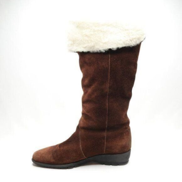 Pertti Palmroth Women's Size 38 Brown Suede Pull On Shearling Lined Winter Boots - Picture 7 of 9